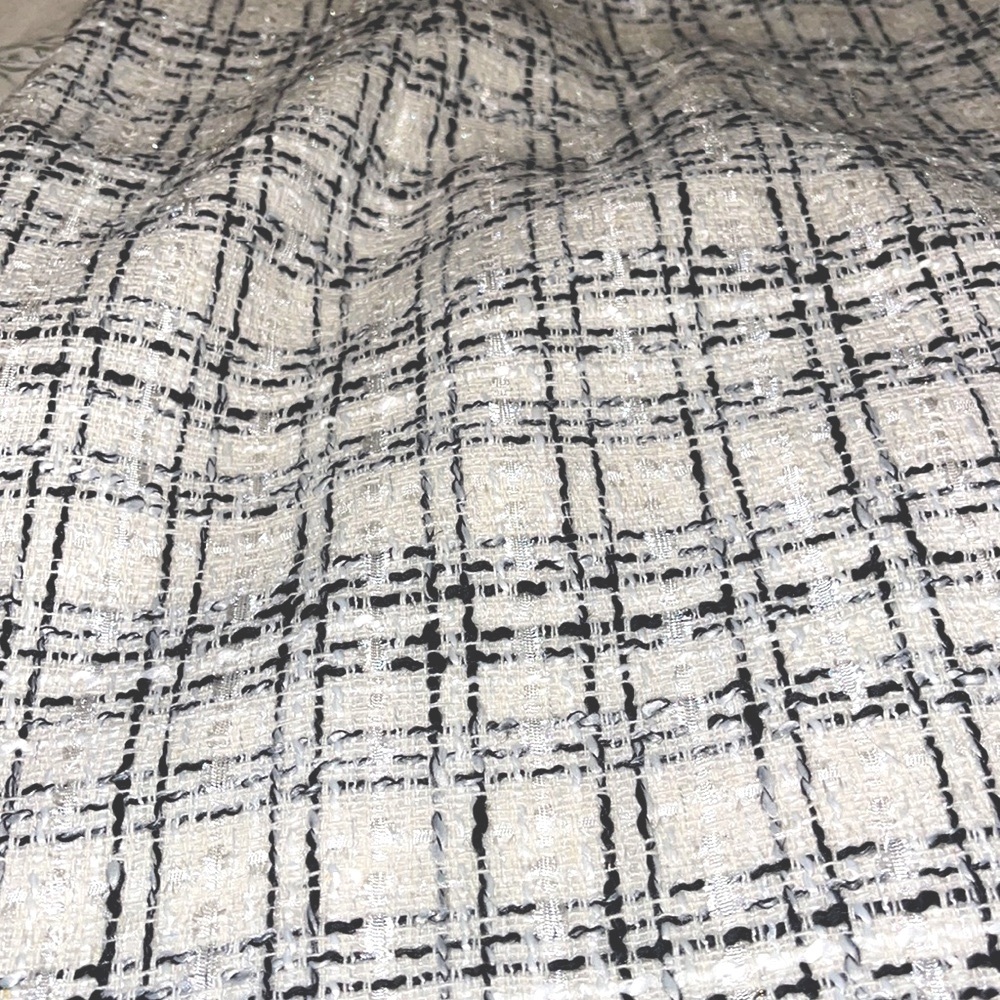 White Tweed Wool Blend High Waisted Mini Skirt • (M) *NWT* - Picture 5 of 11